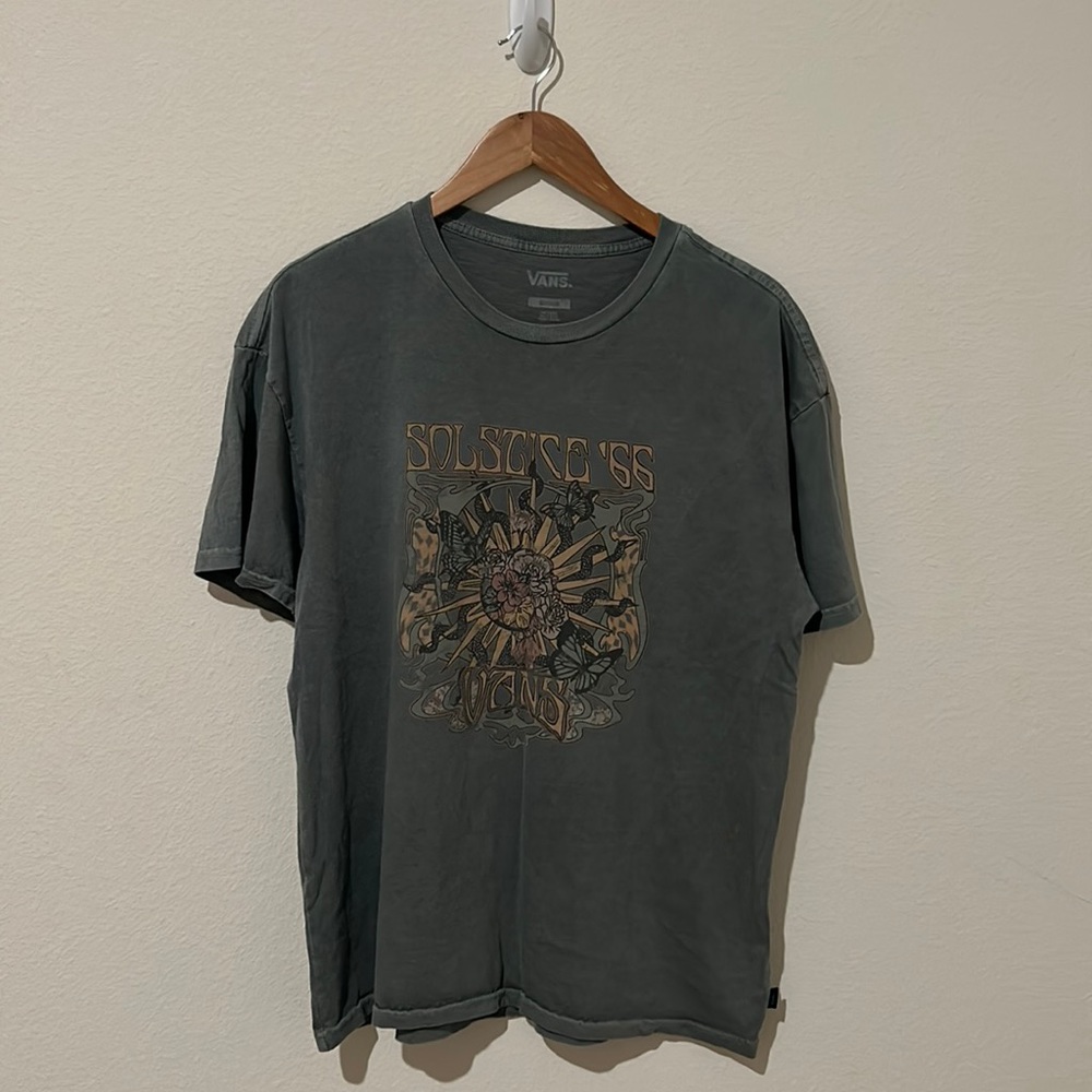 Vans Off The Wall T-Shirt Men’s Sz M dark green Solstice 66 with butterflies